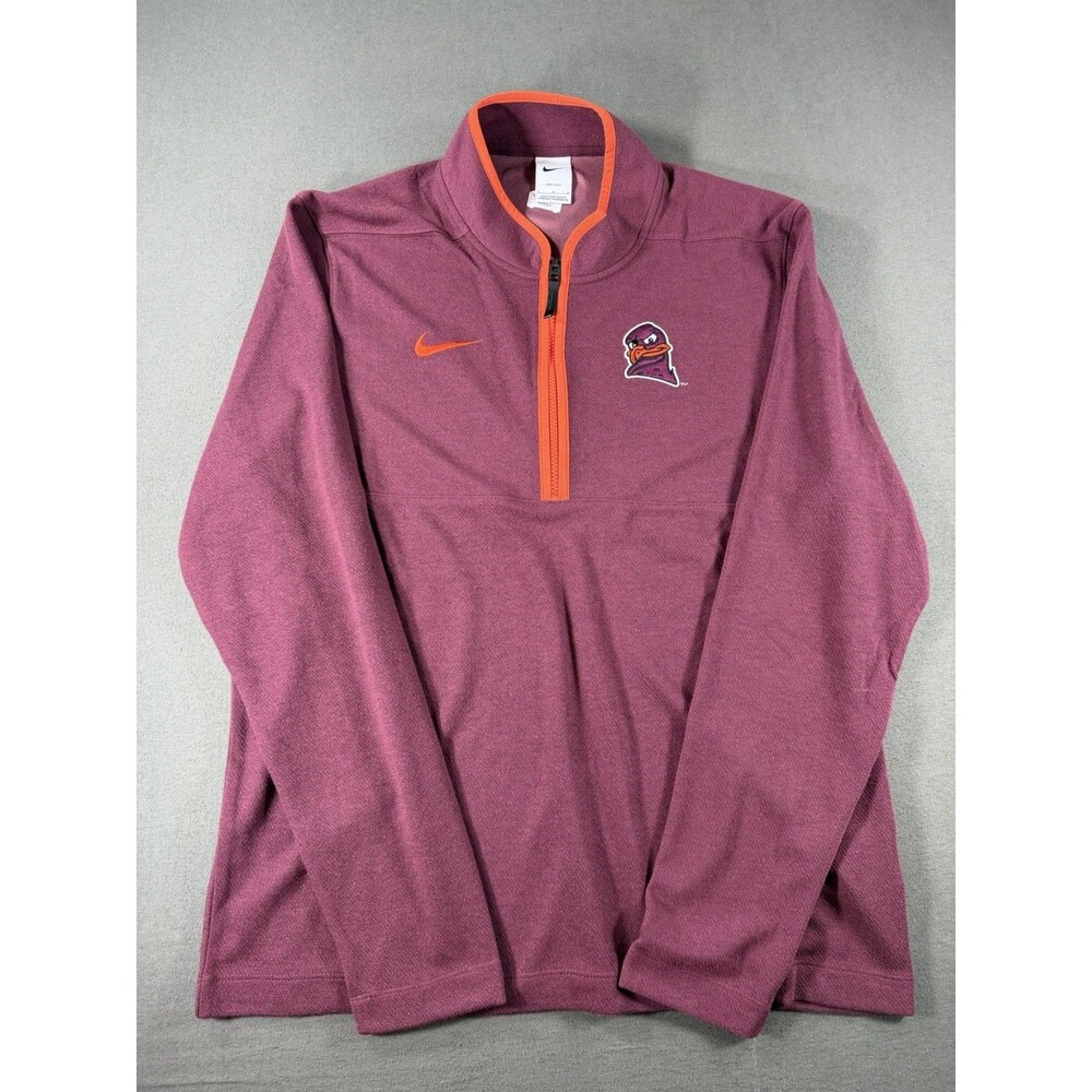 Virginia Tech Hokies Quarter Zip Sweatshirt Men L Red Pullover Player Team Issue